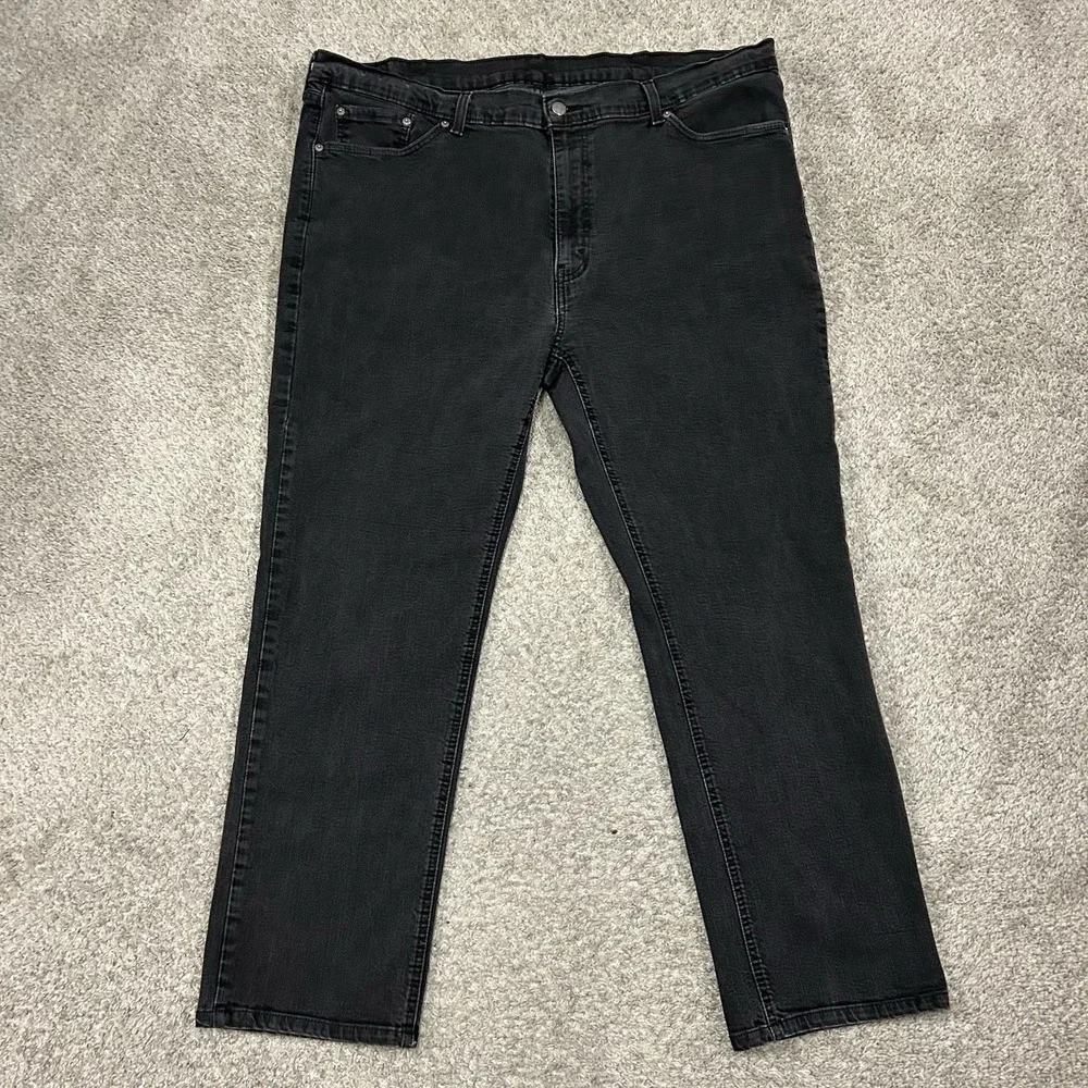 Levis 541 Jeans Mens 46X34‎ (Fits 44X30) Black Denim Athletic Taper Cotton Zip